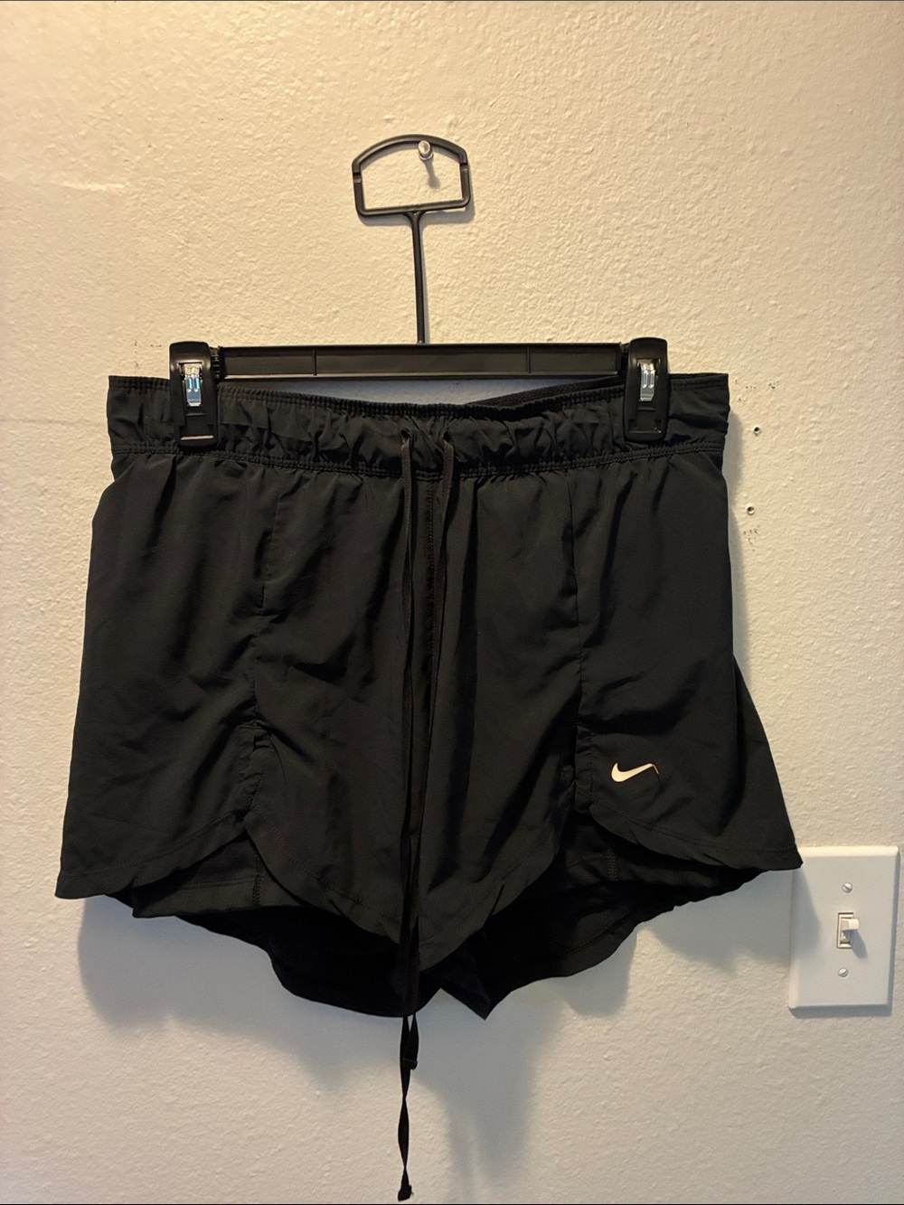 Nike Women's Black Athletic Running Shorts with White Swoosh